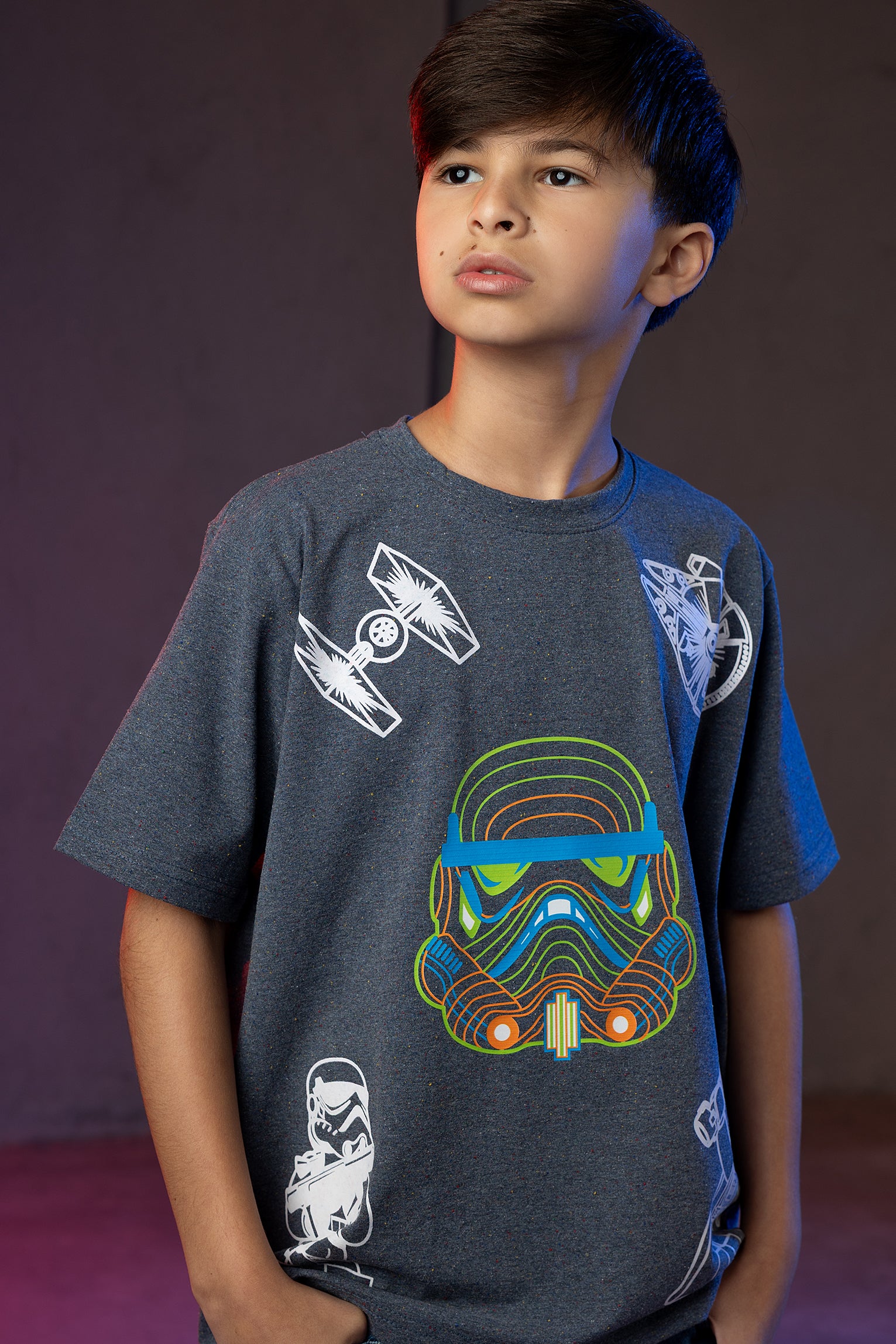 Boys' Star Wars T-Shirt – Stormtrooper Neon Graphic Print