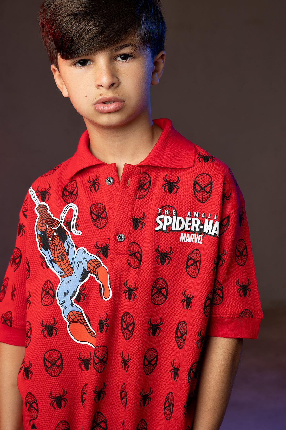 Boys' Spider-Man Polo Shirt – Iconic Web Pattern Print
