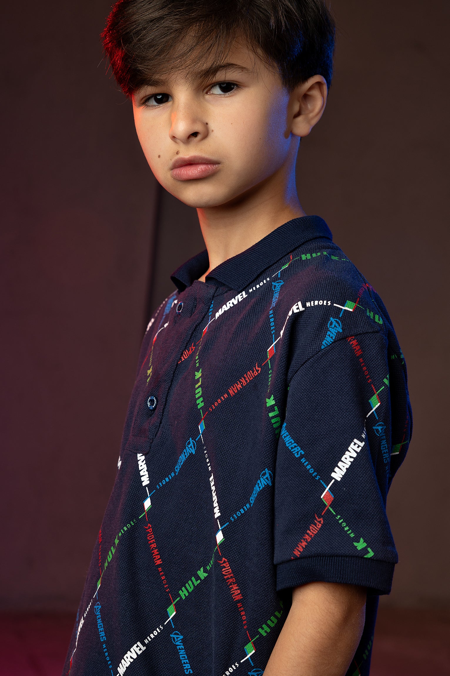 Boys' Marvel Polo Shirt – Superhero Pattern Print