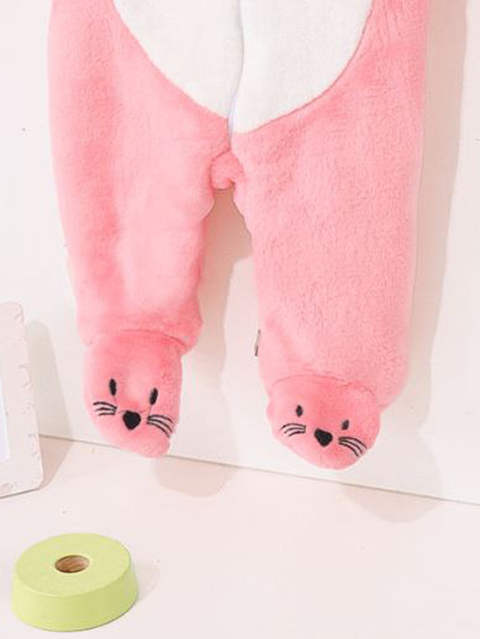 Pink Bunny Baby Winter Romper – Cozy Fleece Hooded Suit