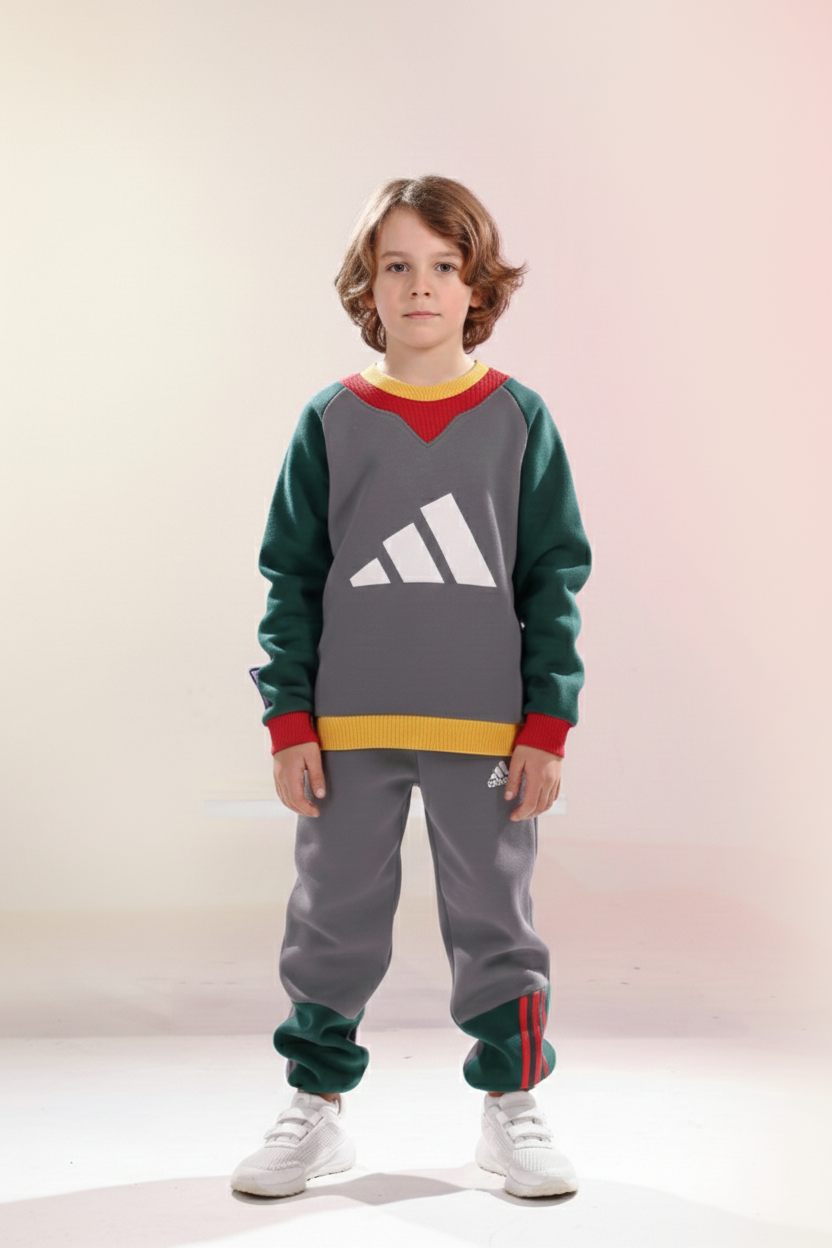 Kids Sport Tracksuit – Color Block Sweatshirt & Jogger Set k