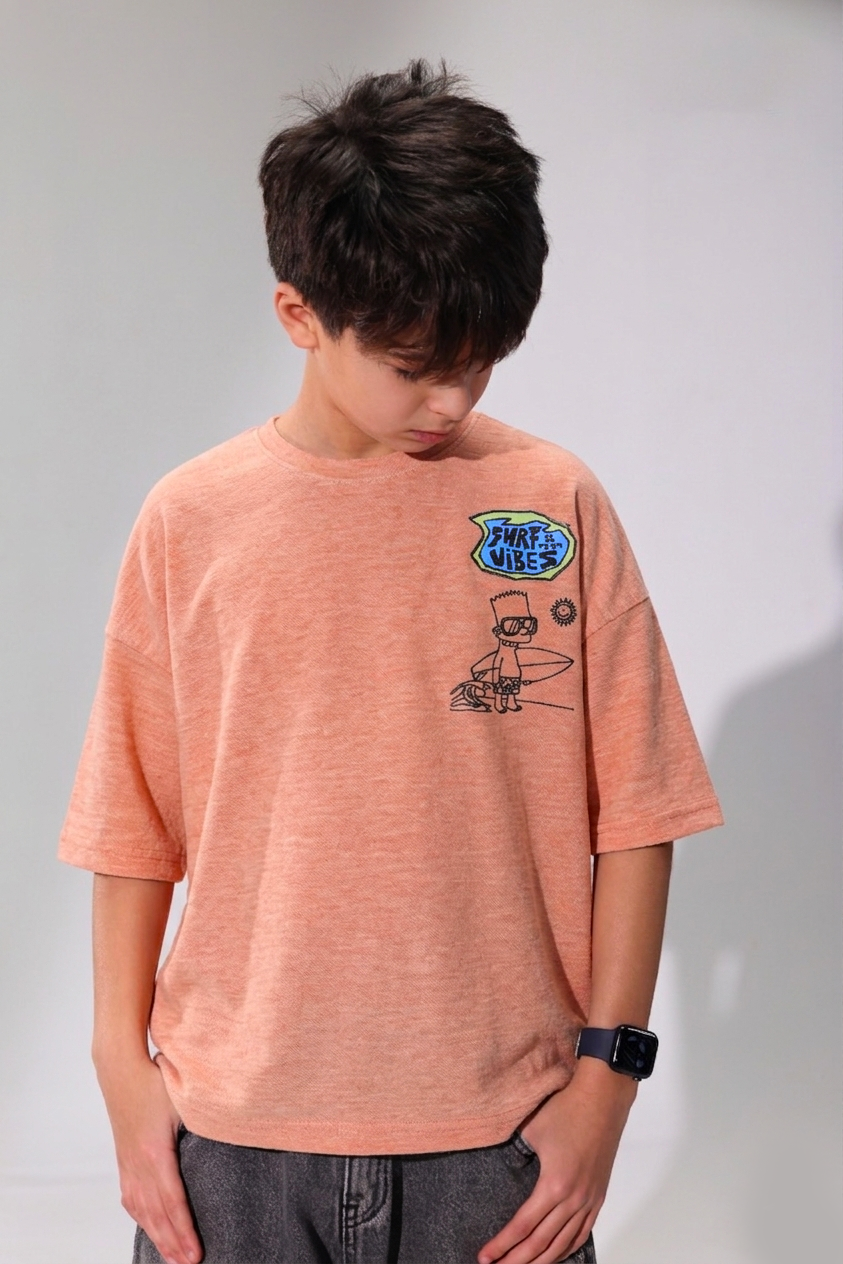 Surf Vibes Kids T-Shirt – Peach Summer Graphic Tee