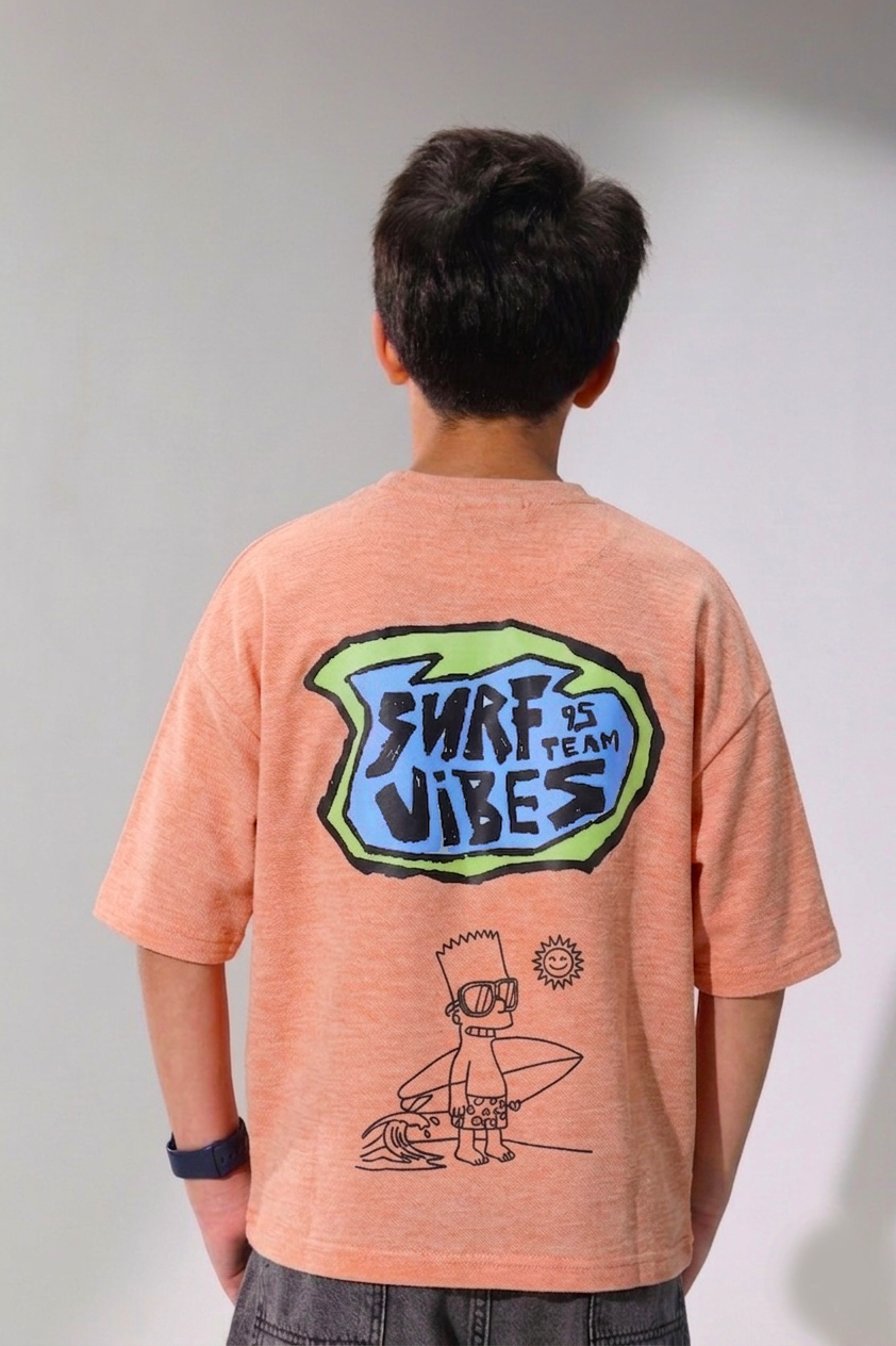 Surf Vibes Kids T-Shirt – Peach Summer Graphic Tee