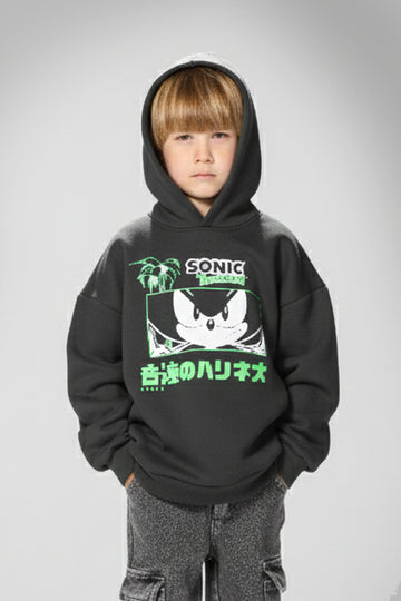 Boys’ Sonic Oversized Hoodie K – Charcoal Black kids
