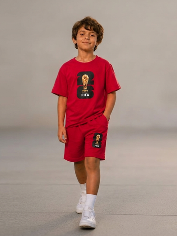 Boys FIFA Graphic T-Shirt & Shorts Set – Red