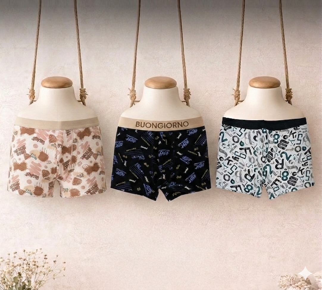 Boys Printed Cotton Boxer Shorts – 3-Piece Pack