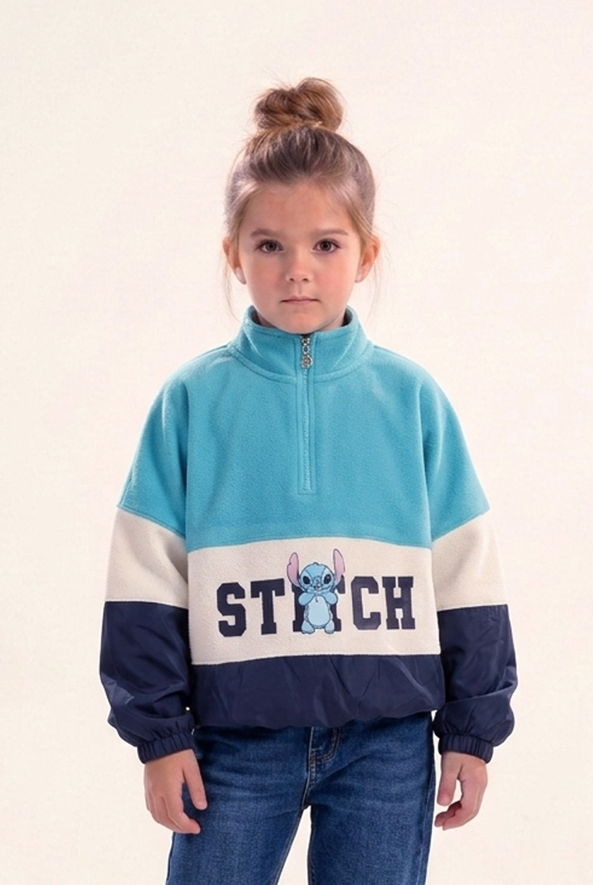 Kids Stitch color-block half zip sweatshirt soft cozy - Kikidoo Kids Egypt