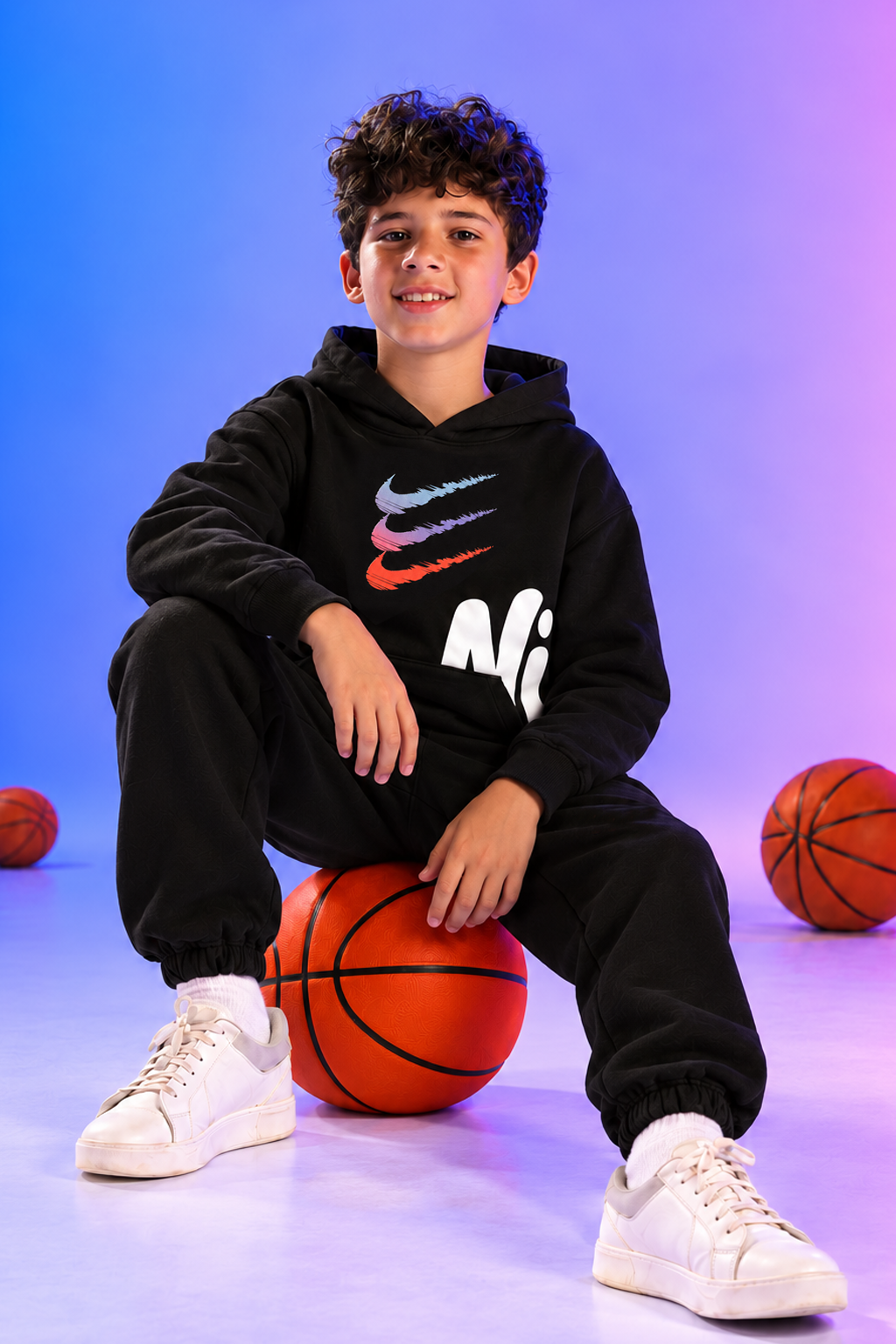 Boys’ Nike Graphic Hoodie & Jogger Set – Black