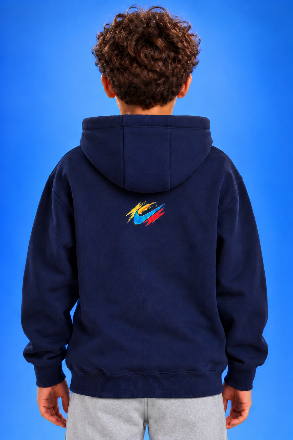 Boys’ Nike Air Color Splash Hoodie & Joggers Set – Navy & Light Grey