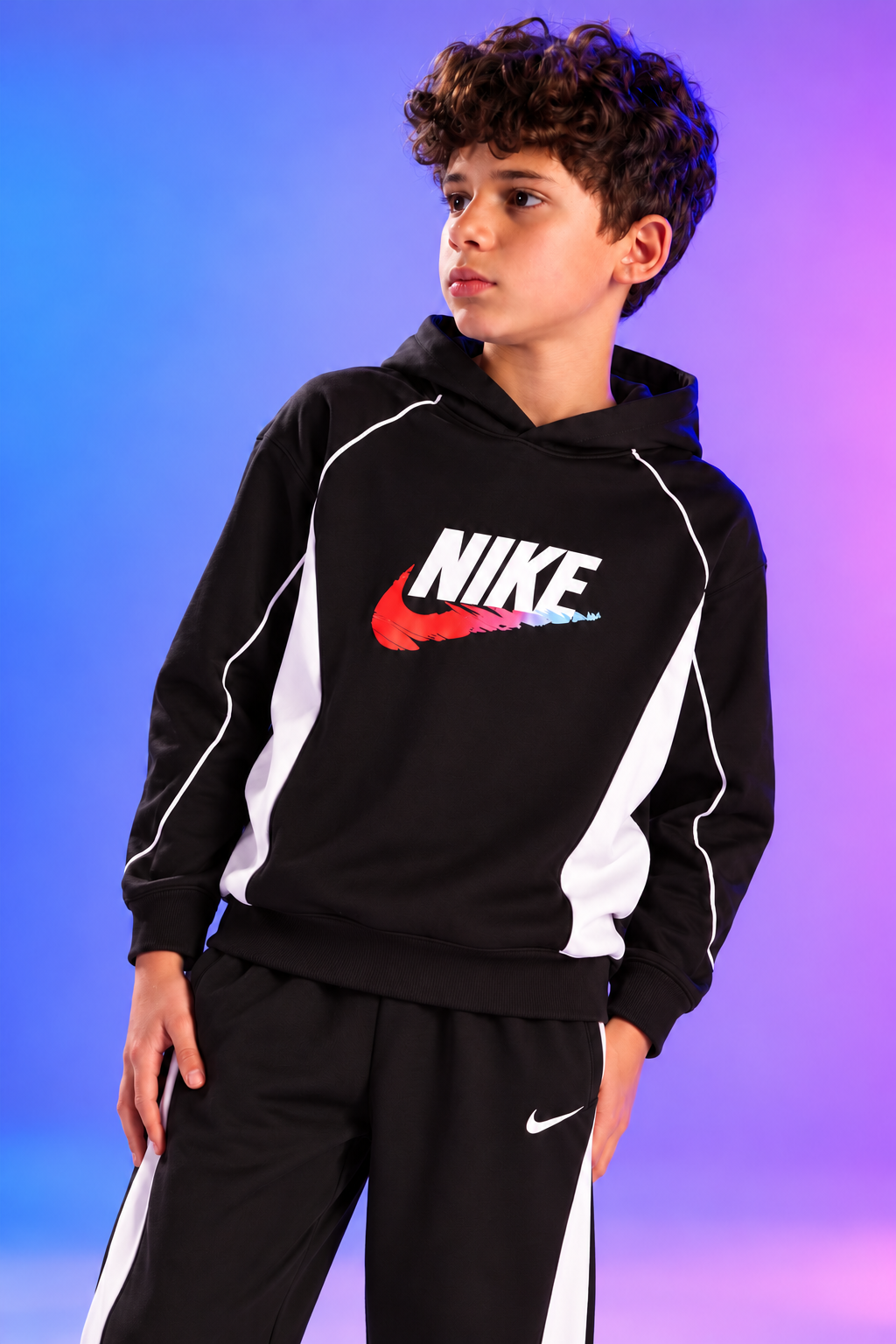 Boys’ Nike Sporty Black & White Tracksuit Set