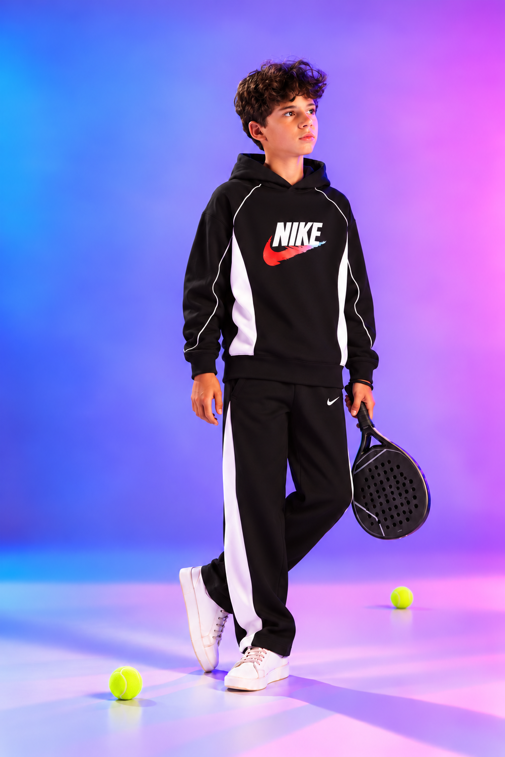 Boys’ Nike Sporty Black & White Tracksuit Set