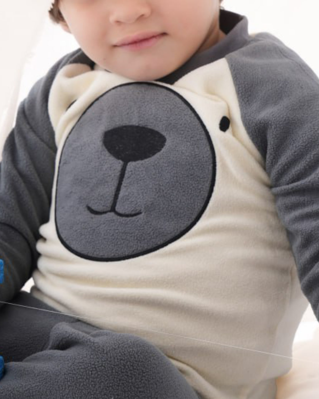 Kids Fleece Pajama Set – Cozy Bear Face Print Sleepwear