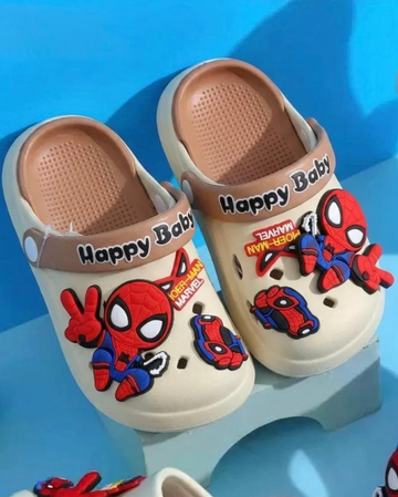 Kids Spider-Man Cartoon Clogs – Beige Lightweight Garden