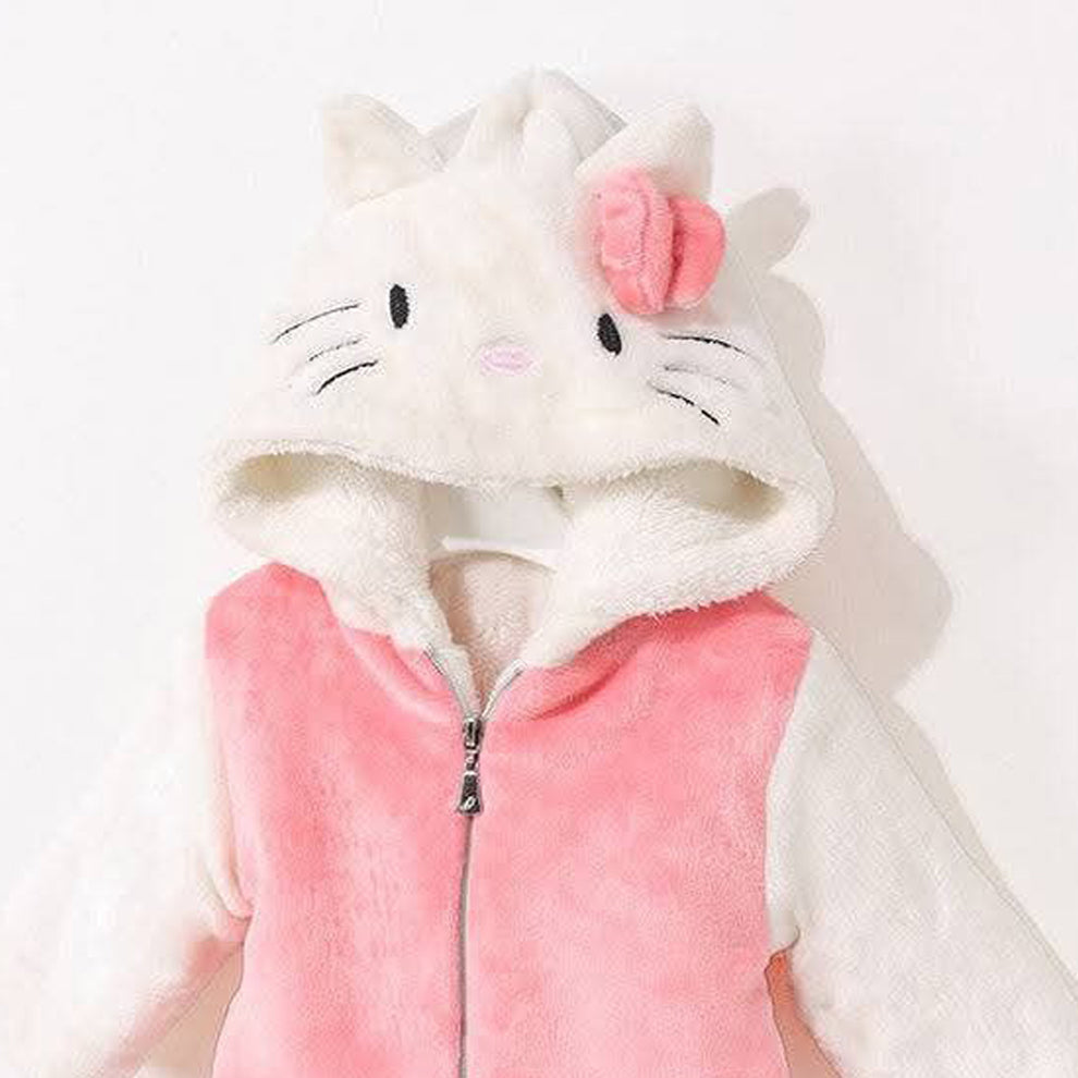 Baby Pink Kitty Furry Jumpsuit – Soft, Warm & Adorably Cute