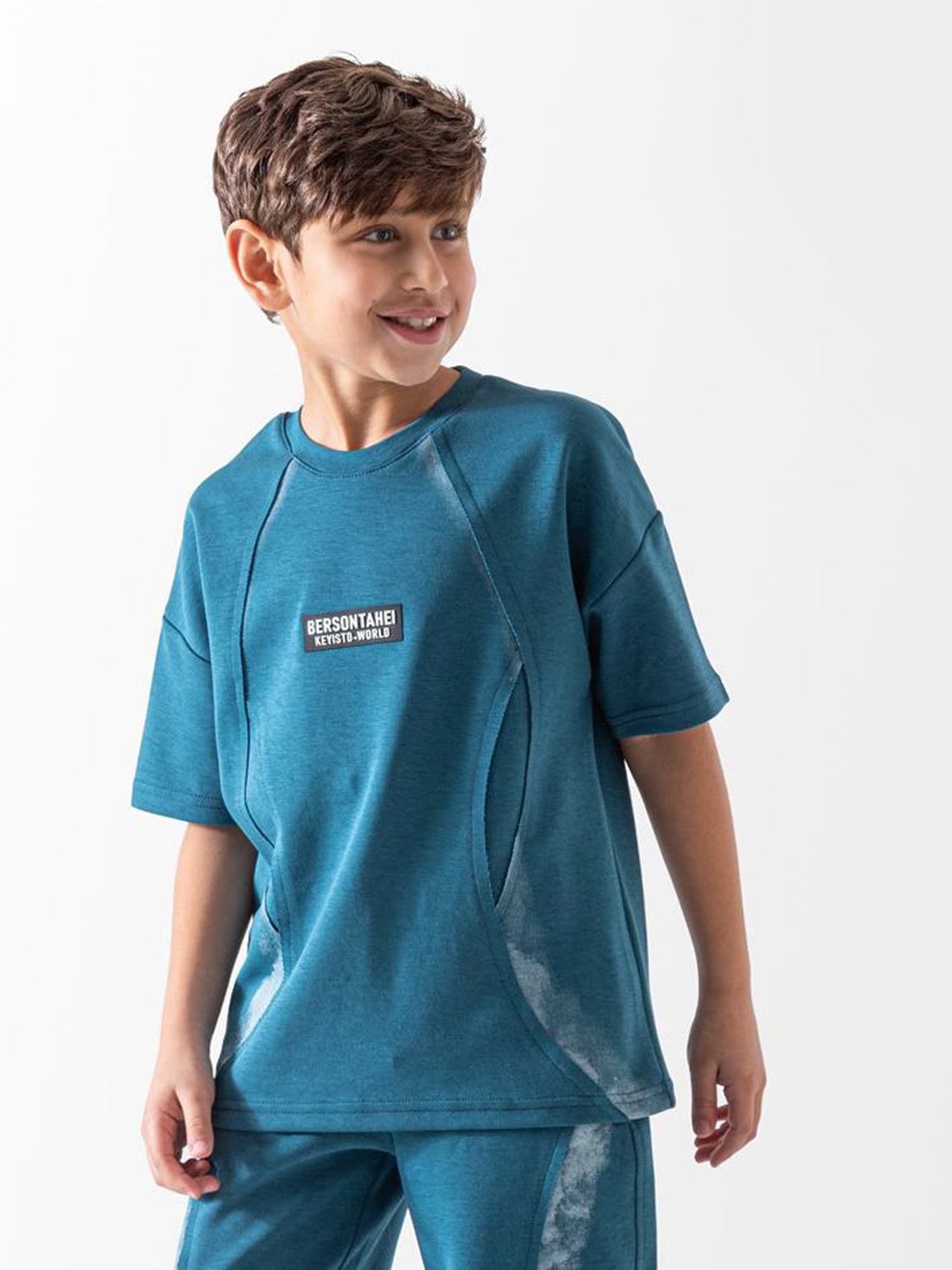 Kids blue stitch design sport t-shirt and shorts summer set - Kikidoo Kids Egypt