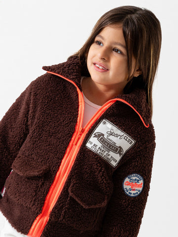 Girls’ Fleece Jacket – Chocolate Brown