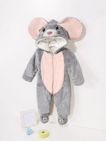 Baby Plush Mouse Onesie – Ultra-Soft Winter Romper with Ears & Mittens