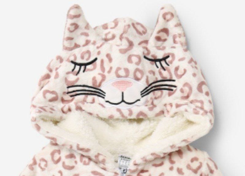 Baby Leopard Fleece Hooded Onesie – Ultra Soft & Cozy