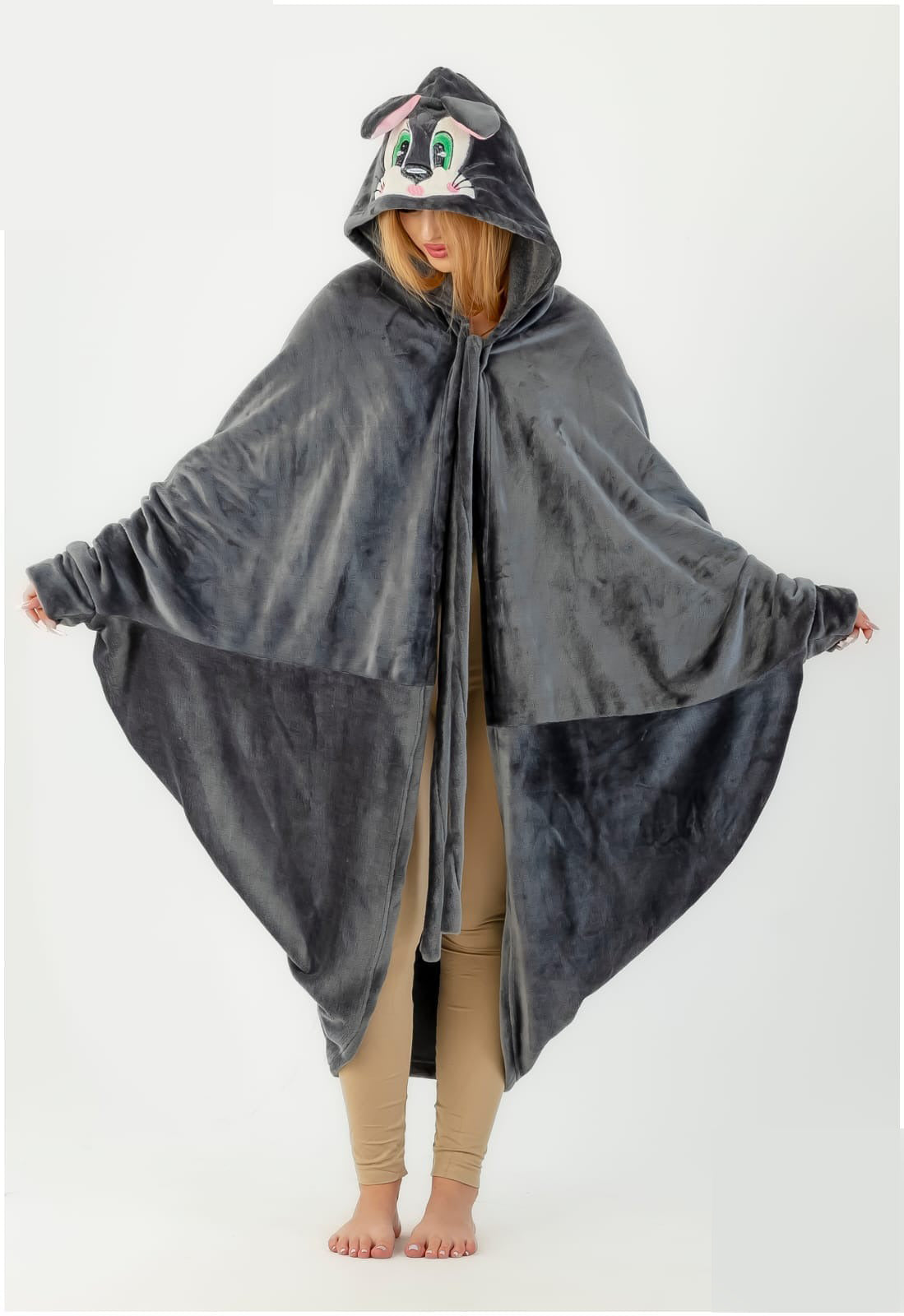 Cute Bunny Hooded Blanket – Soft Fleece Wearable Blanket