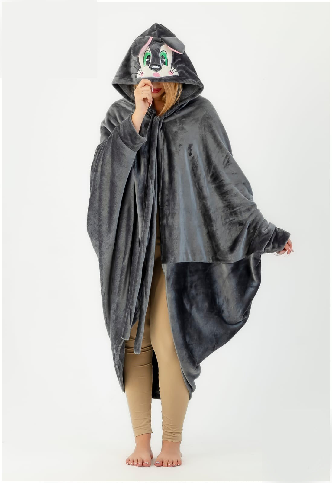 Cute Bunny Hooded Blanket – Soft Fleece Wearable Blanket