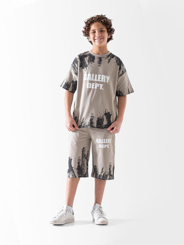 Kids Gallery Dept beige printed t-shirt and shorts summer set - Kikidoo Kids Egypt