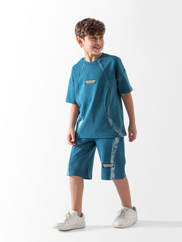 Kids blue stitch design sport t-shirt and shorts summer set - Kikidoo Kids Egypt