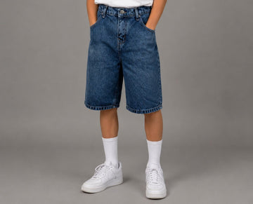 Kids Dark Blue Oversized Denim Shorts – Casual Wide Fit Jean Shorts for Boys