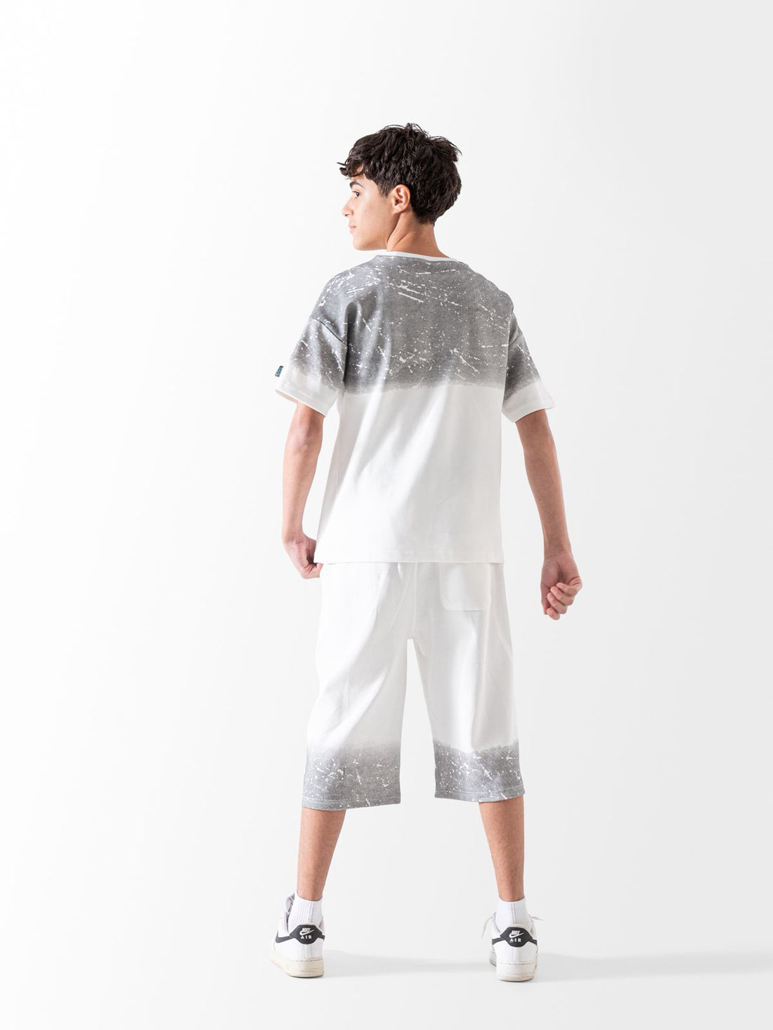 Teen 555 Saturday white grey printed t-shirt and shorts summer set - Kikidoo Kids Egypt