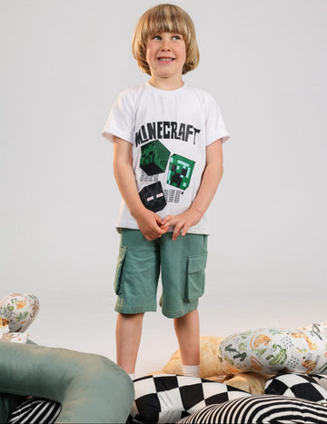Kids Minecraft Graphic T-Shirt – White Soft Cotton Tee