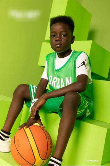 Kids Green Basketball Sports Set – Jersey & Shorts Breathable Athletic Outfit