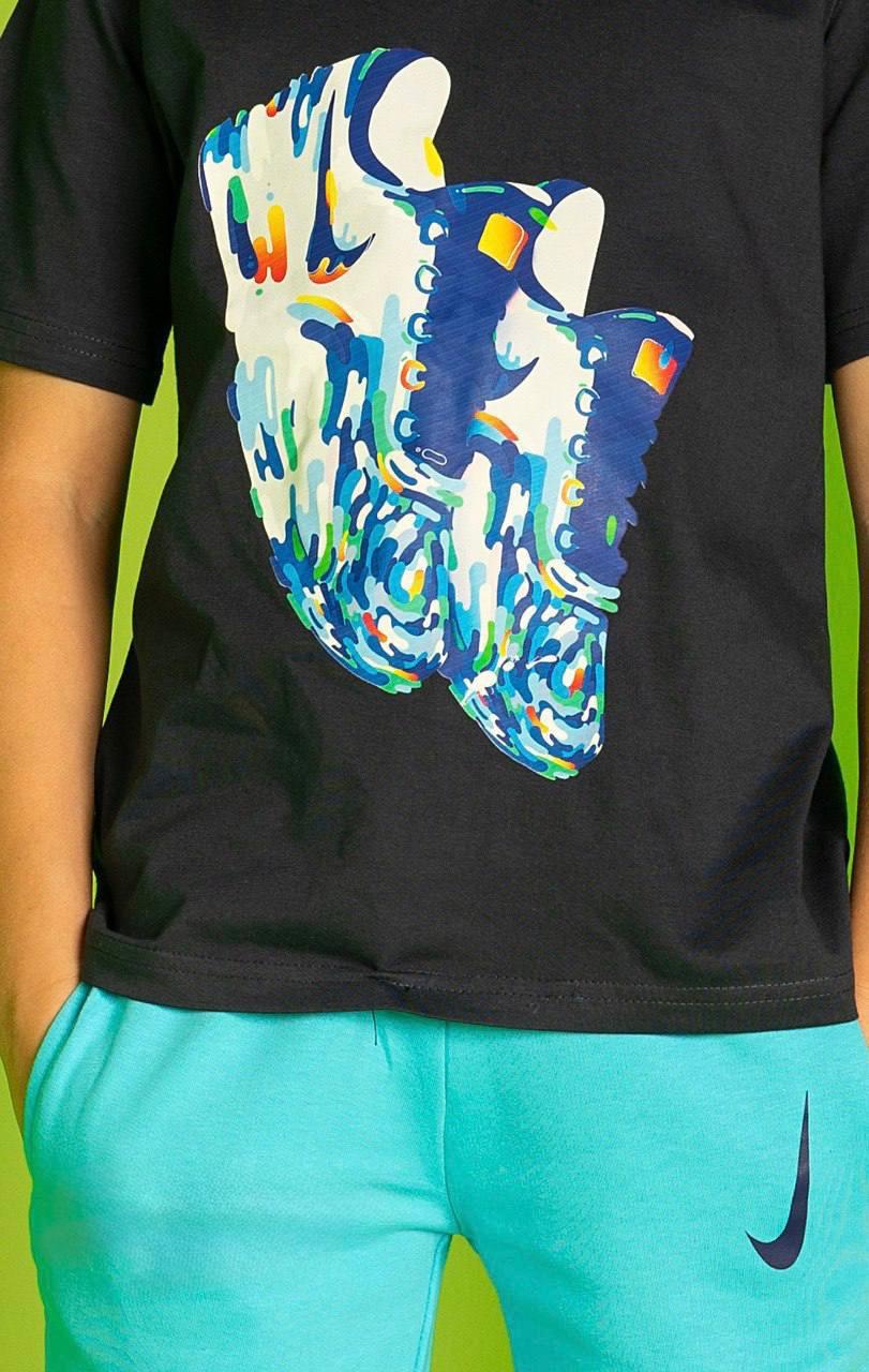 Boys Performance T-Shirt & Shorts Set – Black & Navy Summer Activewear