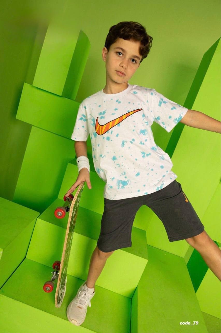 Kids Tie-Dye Sports Graphic T-Shirt – White Performance Tee for Boys