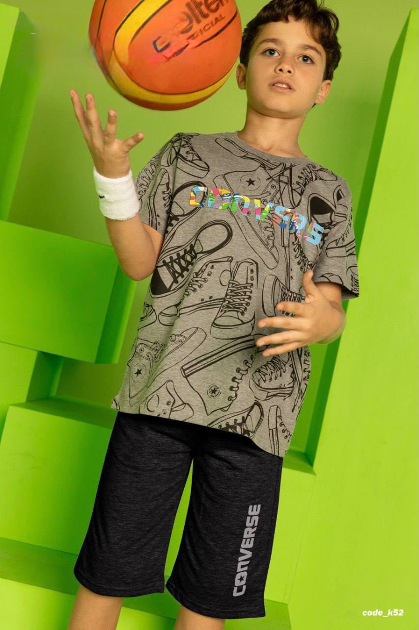 Boys' Converse Graphic T-Shirt & Black Shorts Set – Soft Cotton Casual Summer Outfit
