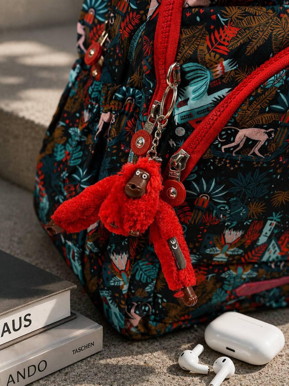 Kipling Printed Backpack – Black & Red Multicolor  size 19
