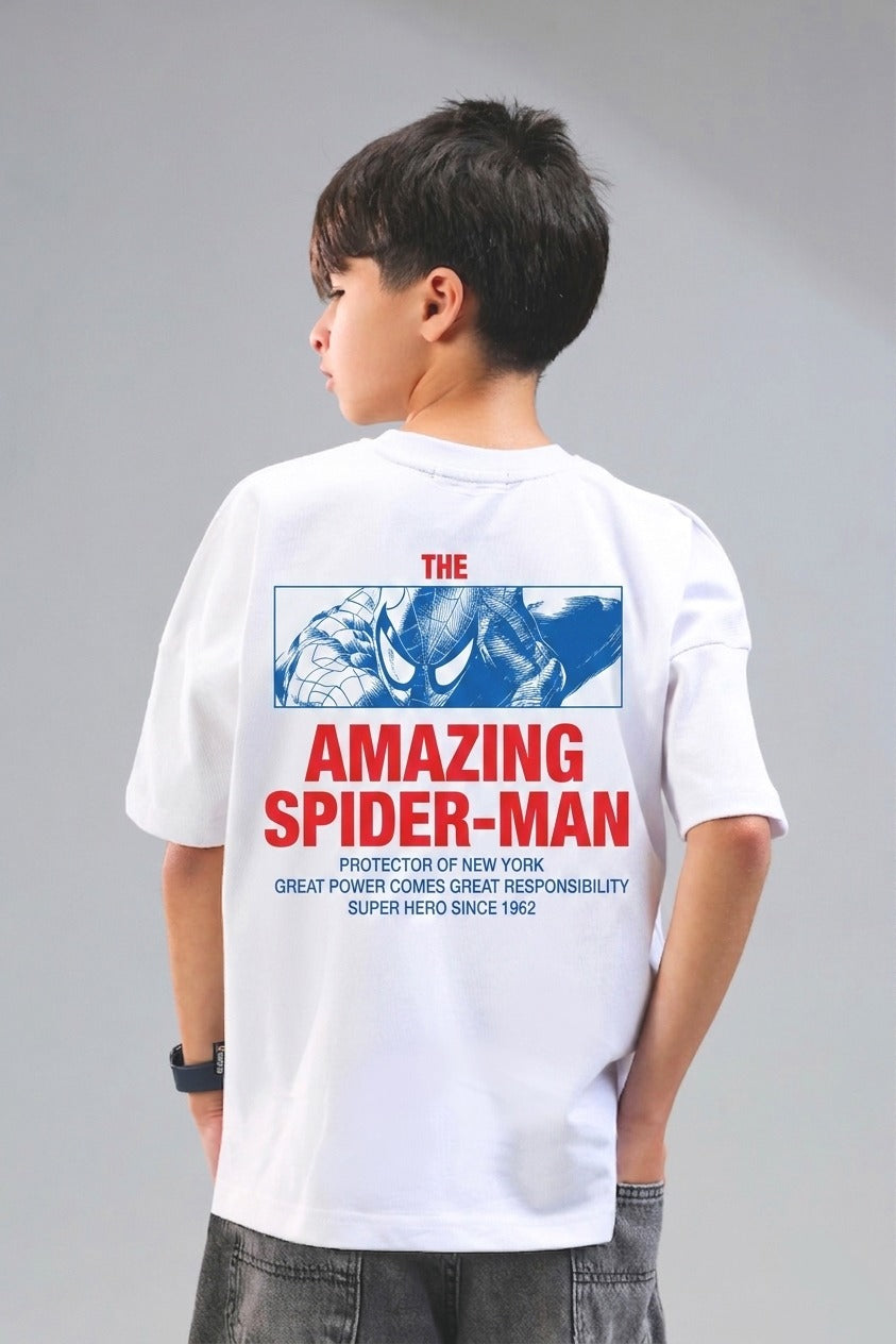 Spider-Man Kids T-Shirt – White Graphic Superhero Tee