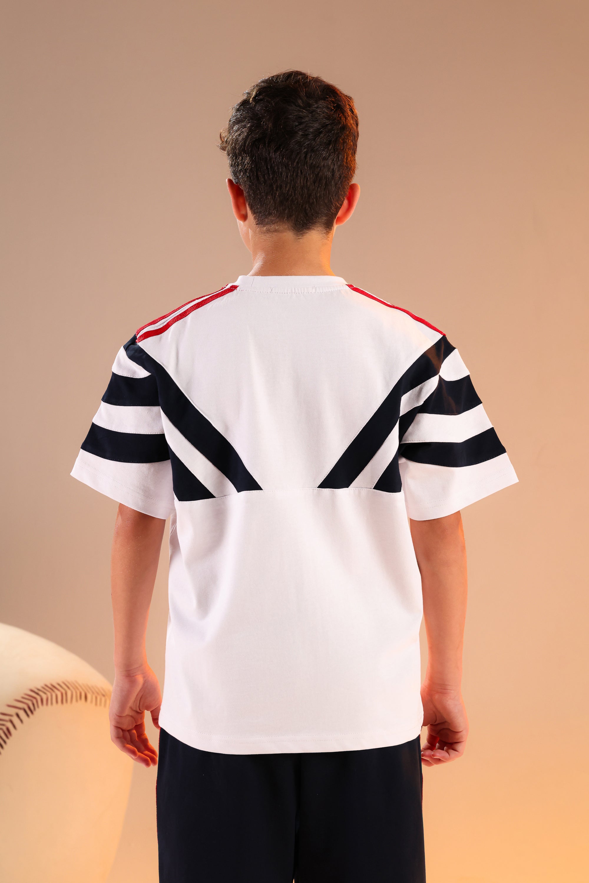 Boys White Athletic T-Shirt & Black Sports Shorts Set