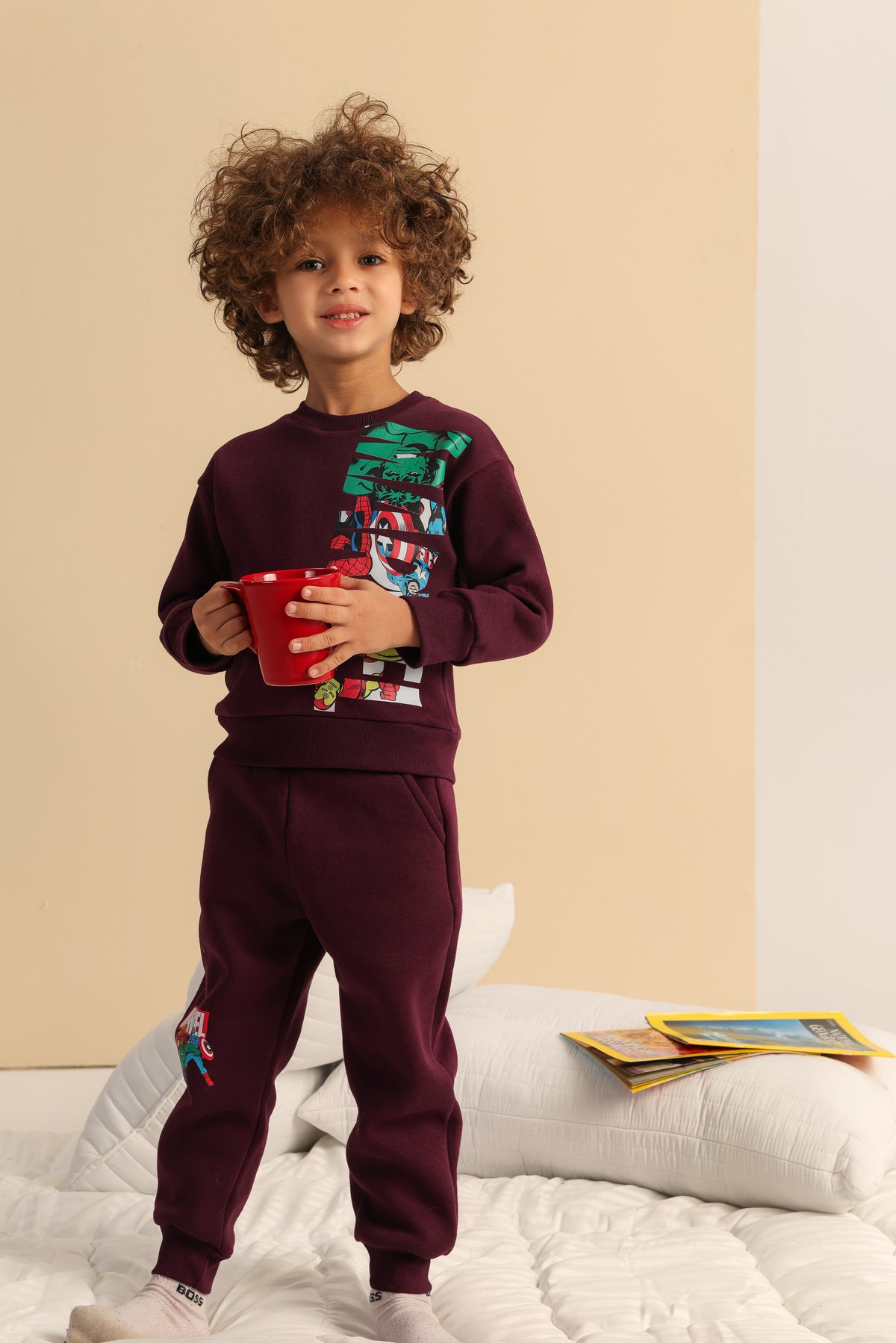 Boys Marvel Graphic Jogger Set – Burgundy
