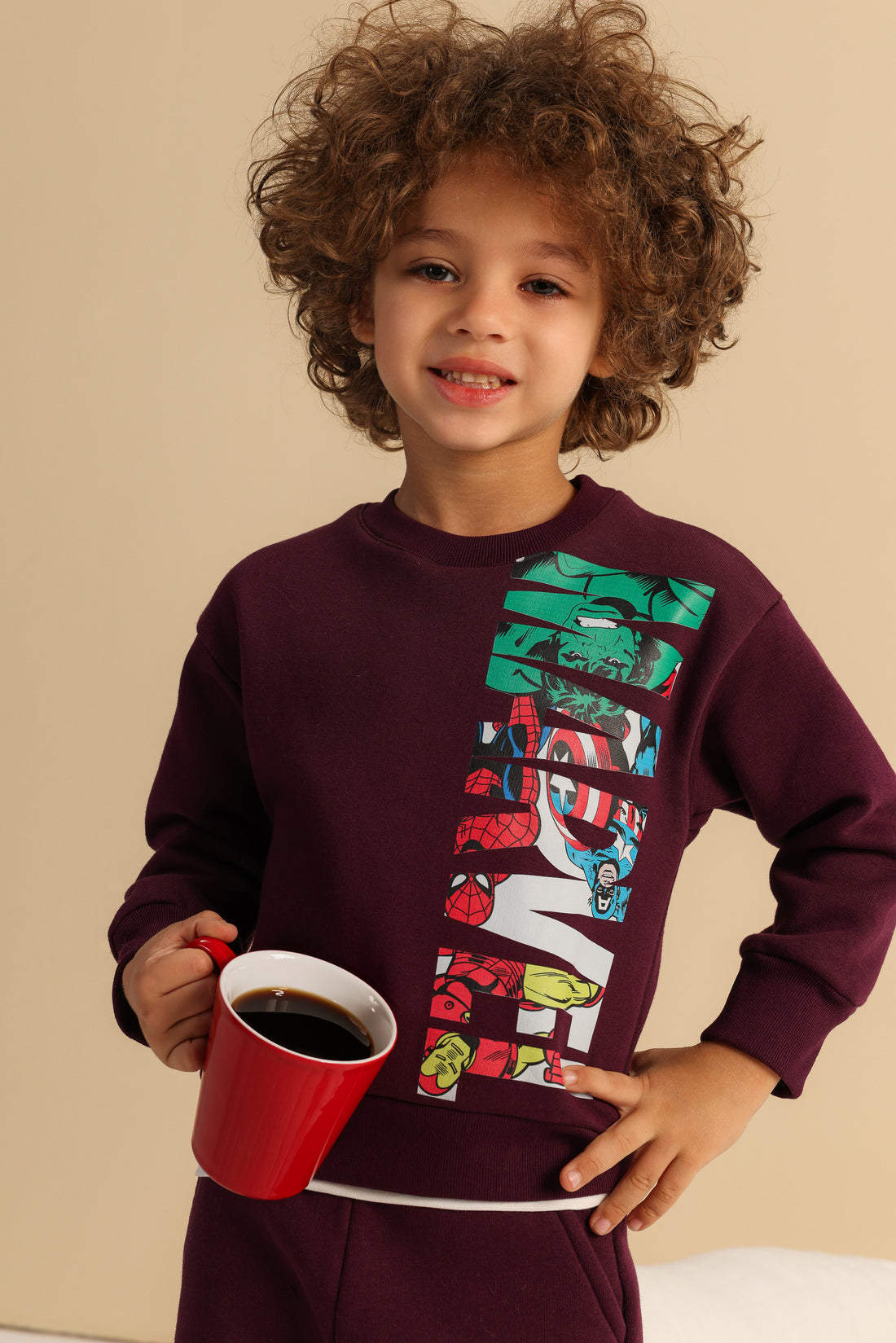 Boys Marvel Graphic Jogger Set – Burgundy