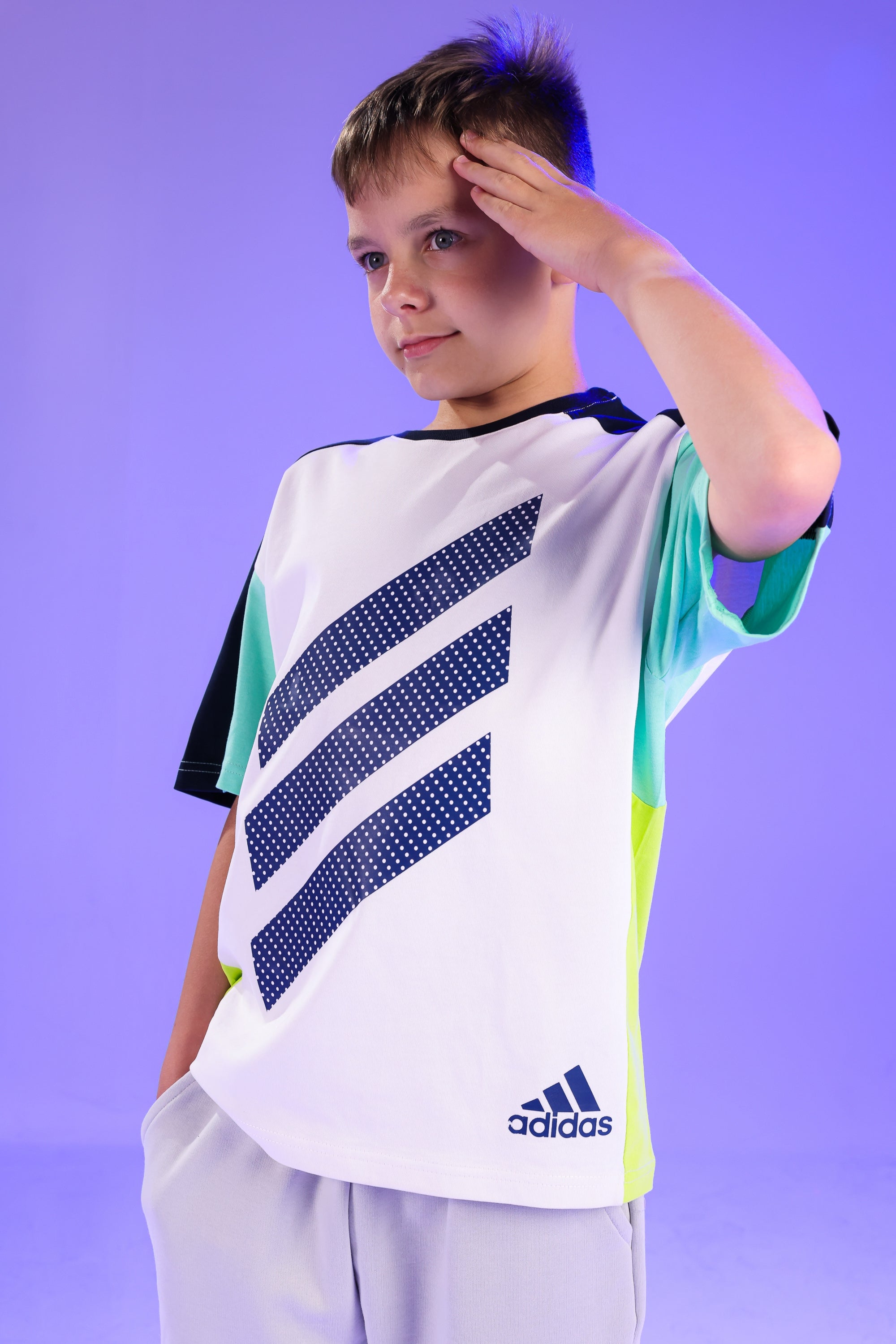 Boys Performance T-Shirt & Shorts Set – White Green Summer Activewear