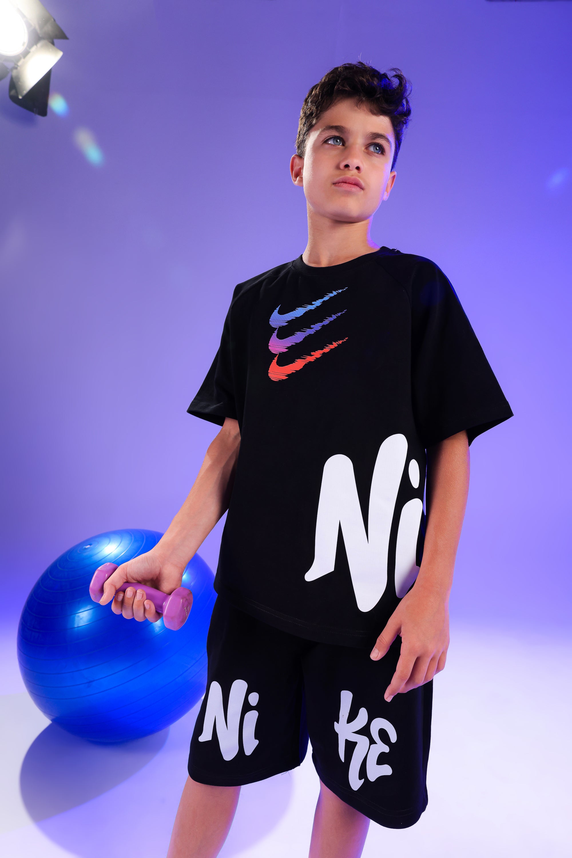 Boys Black Graphic T-Shirt & Shorts Set – Athletic Streetwear