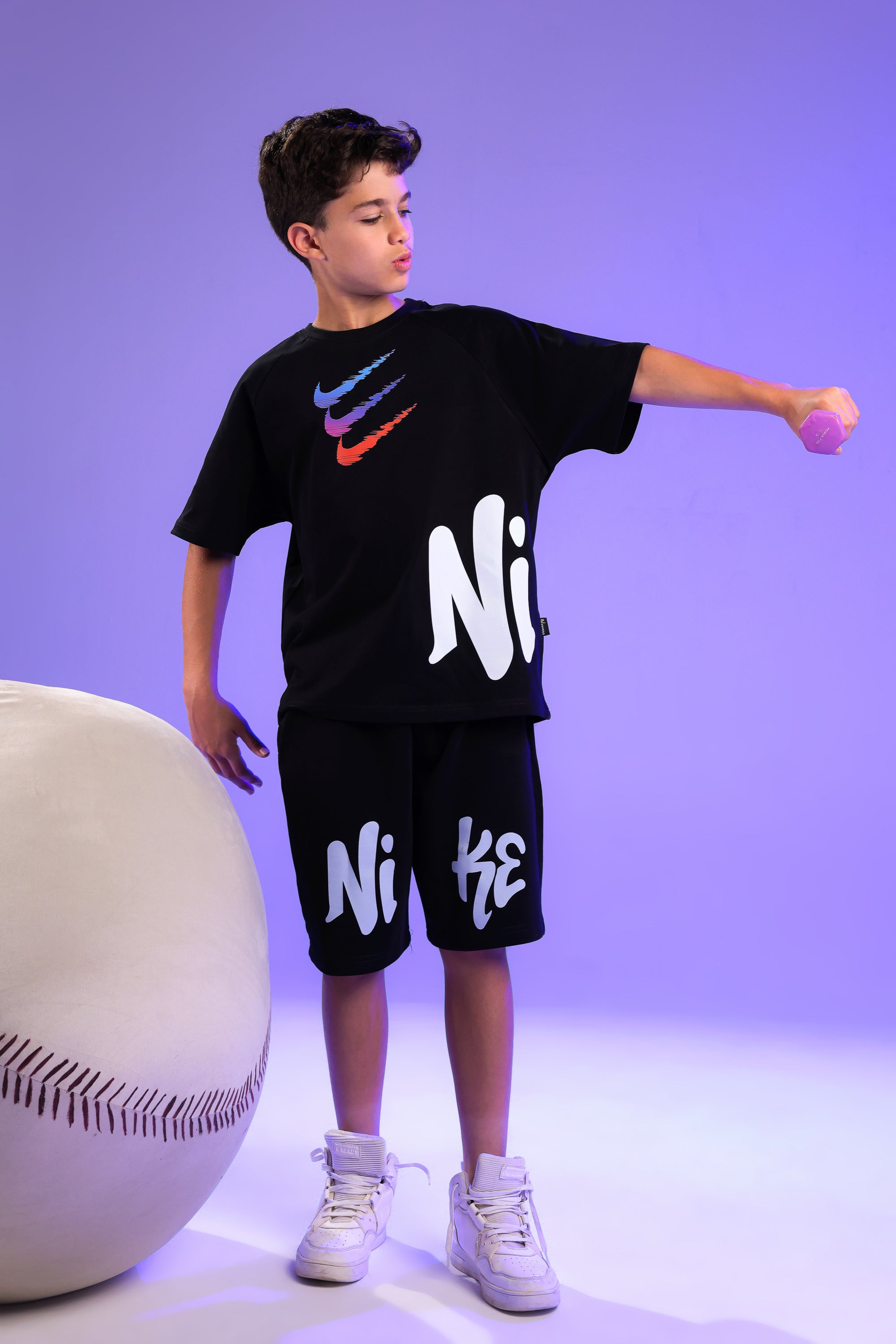 Boys Black Graphic T-Shirt & Shorts Set – Athletic Streetwear
