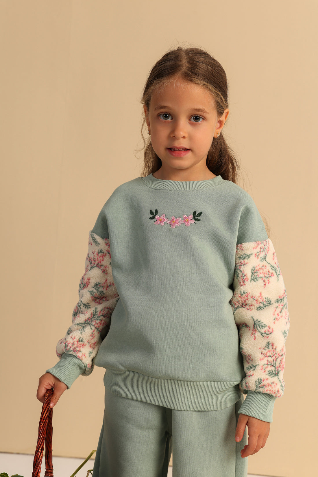 Floral Bloom Girls’ Set – Mint Green