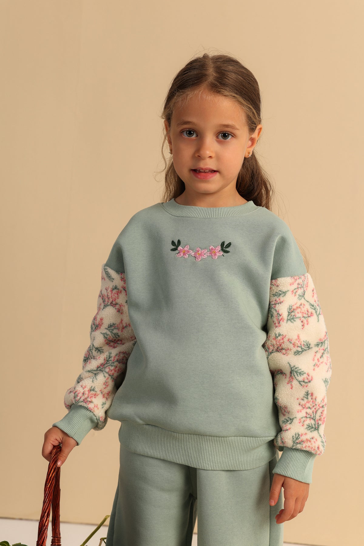 Floral Bloom Girls’ Set – Mint Green