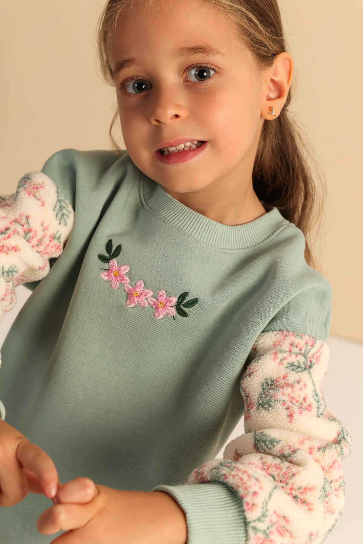 Floral Bloom Girls’ Set – Mint Green