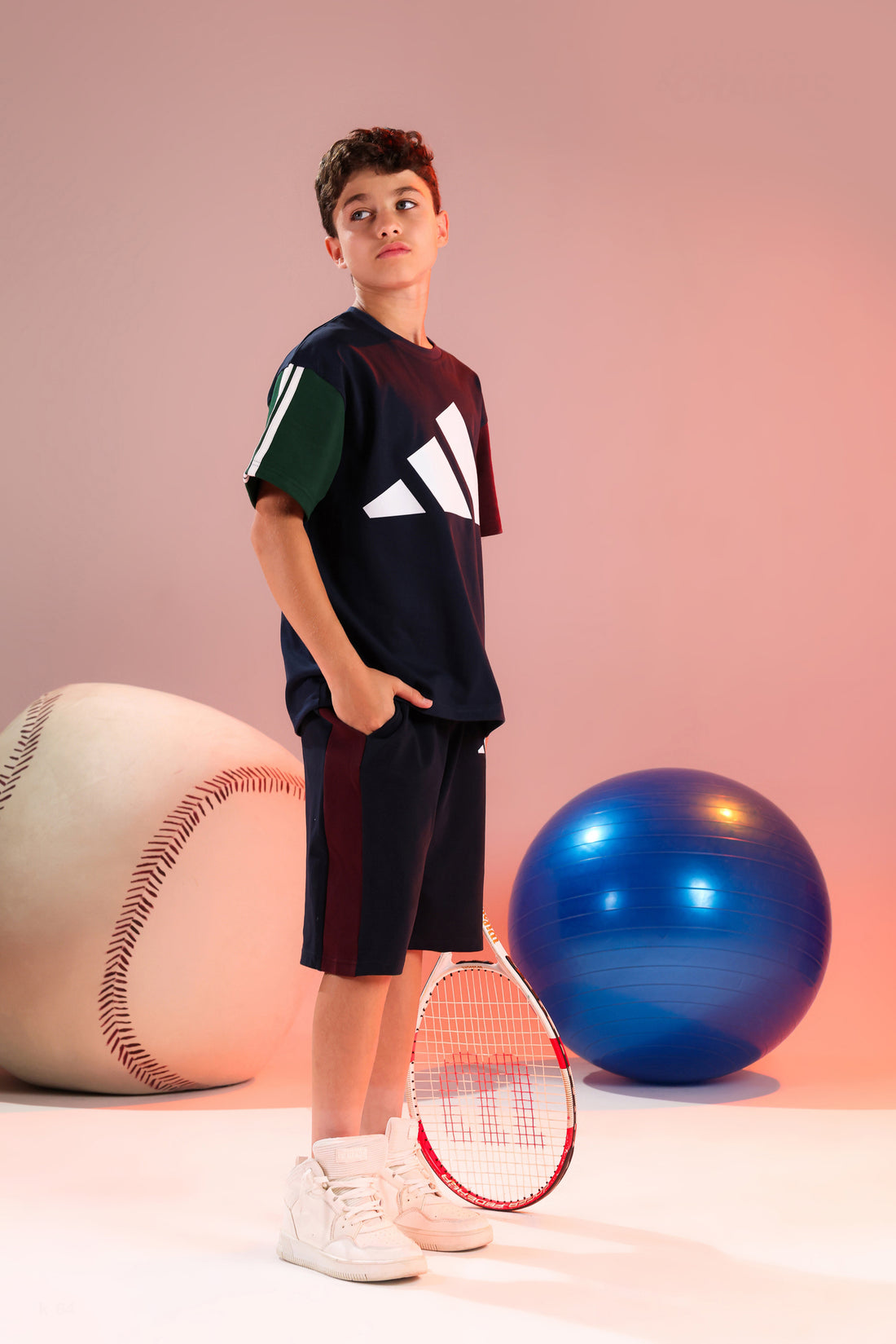 Kids Navy Sports Set | Color Block T-Shirt & Shorts | Activewear for Boys