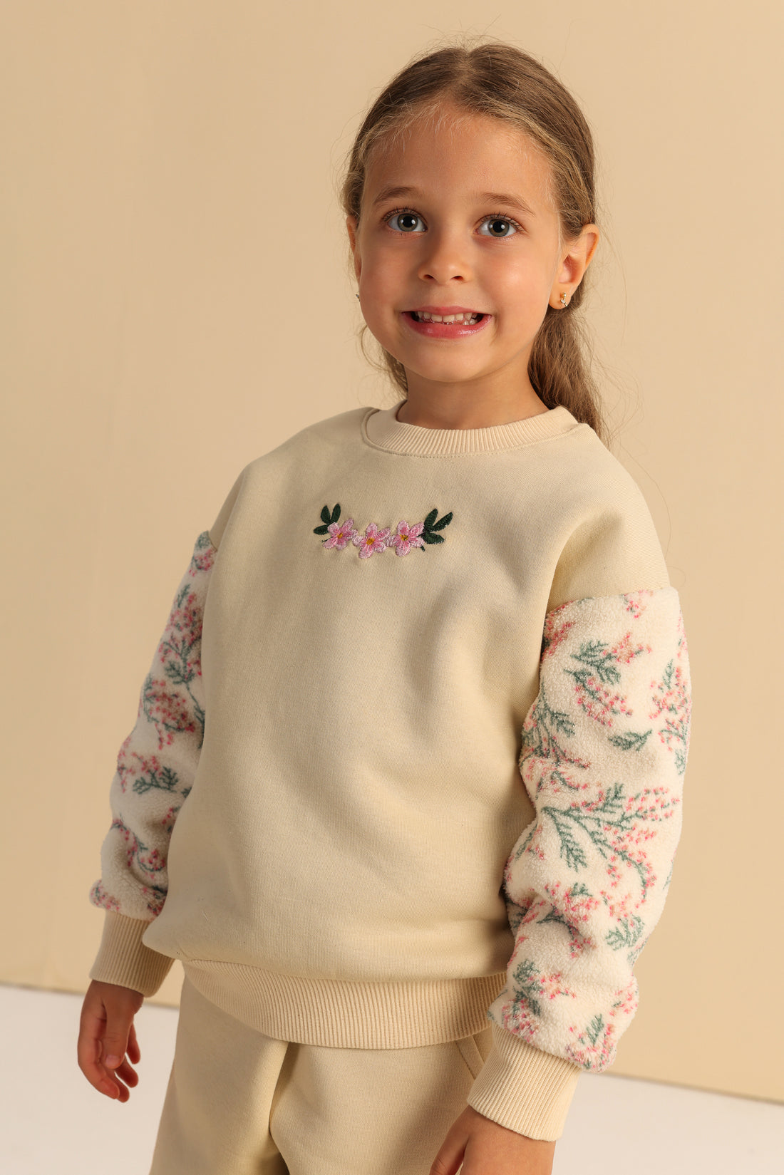 Floral Bloom Girls Set – Cream