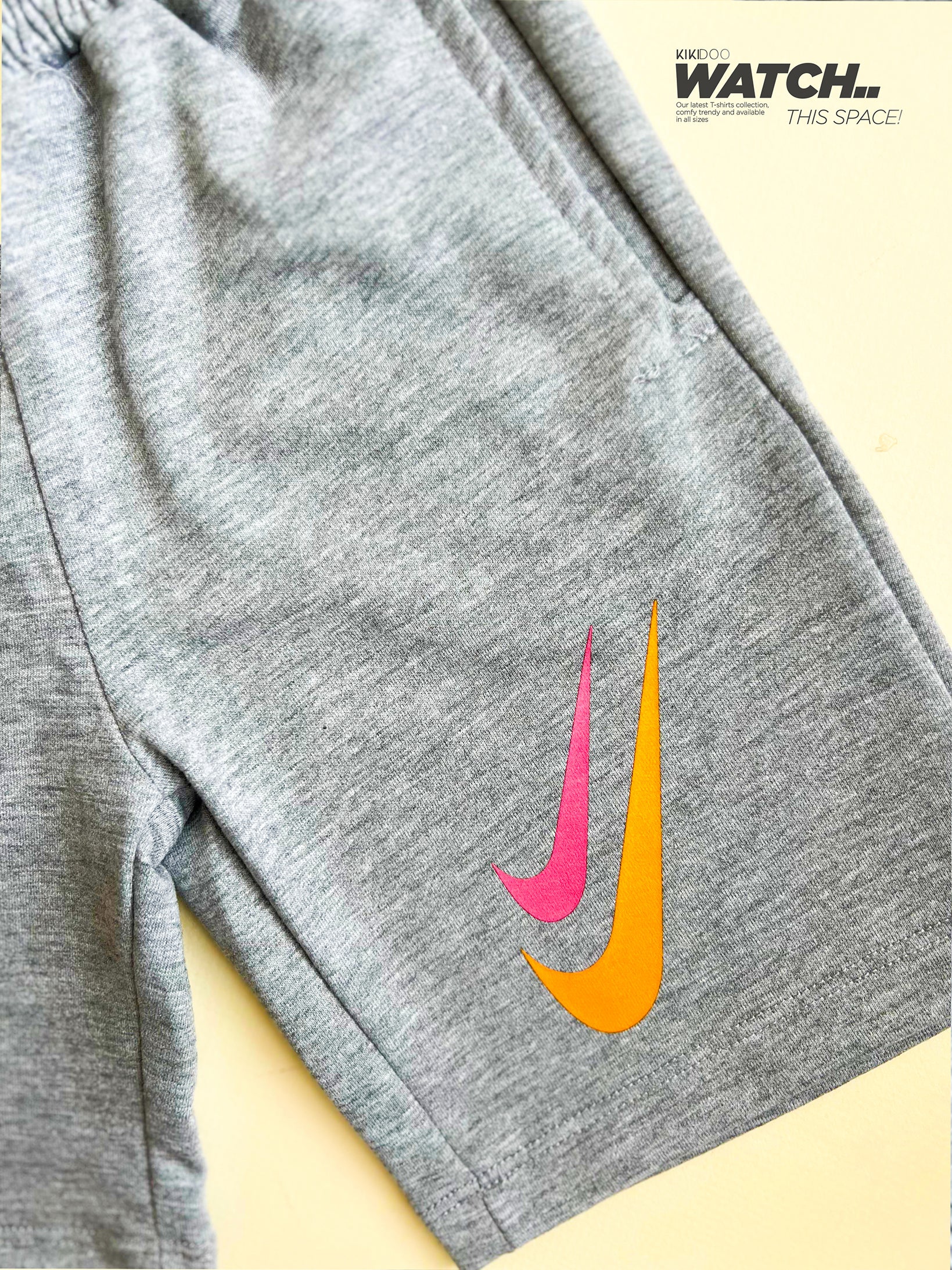 Boys' Black Nike T-Shirt with Footprint Print & Light Grey Shorts Set