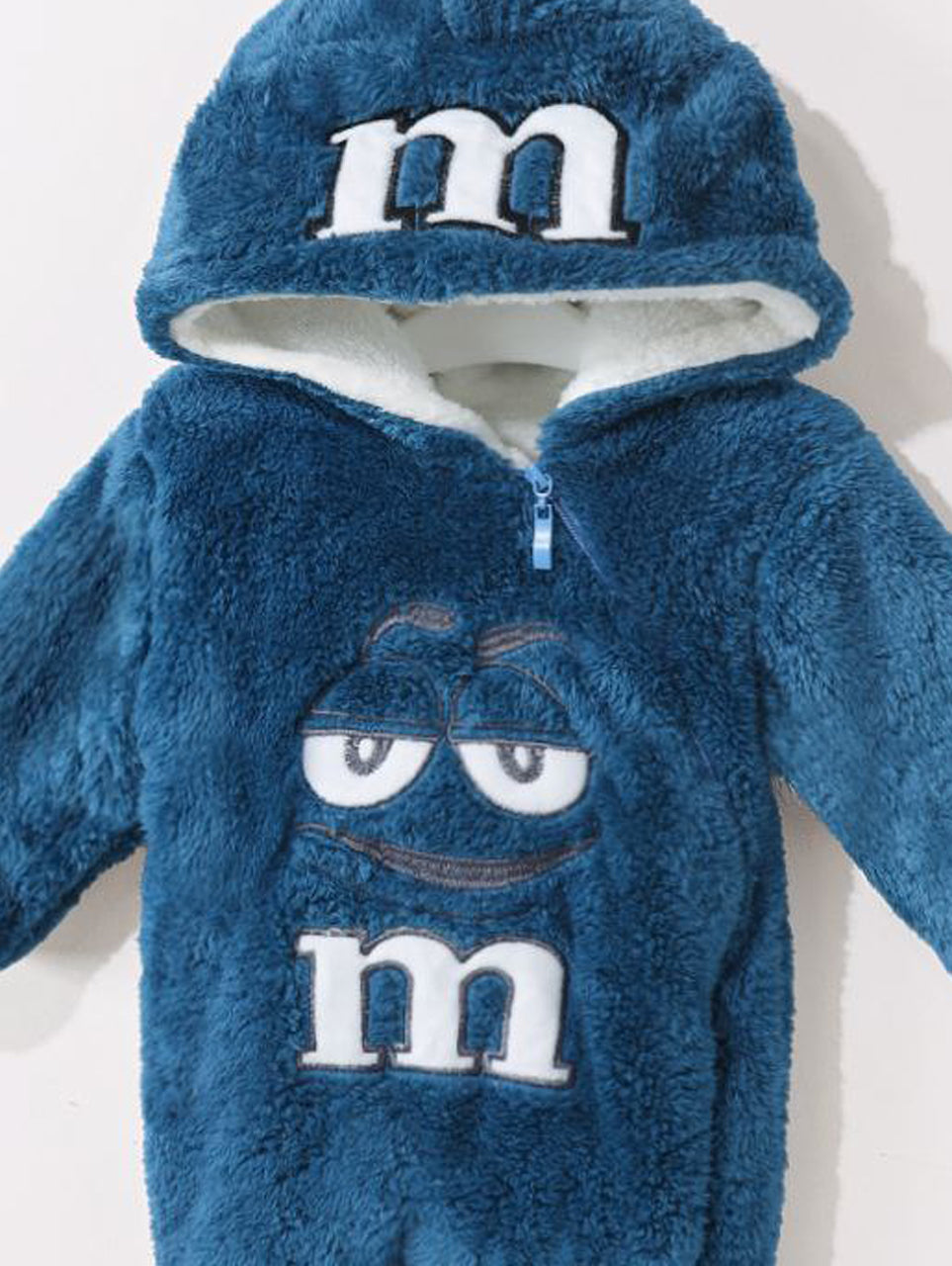 Blue Fleece Hooded Suit with M&M Cartoon