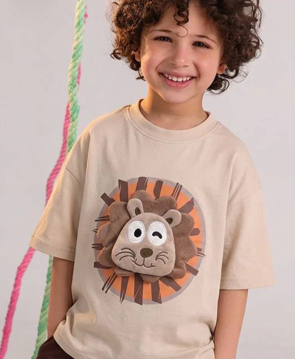 Boys Lion Print Summer Set – Oversized T-Shirt & Cargo Shorts