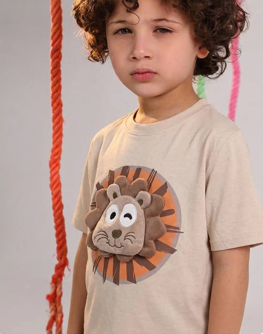 Boys Lion Print Summer Set – Oversized T-Shirt & Cargo Shorts